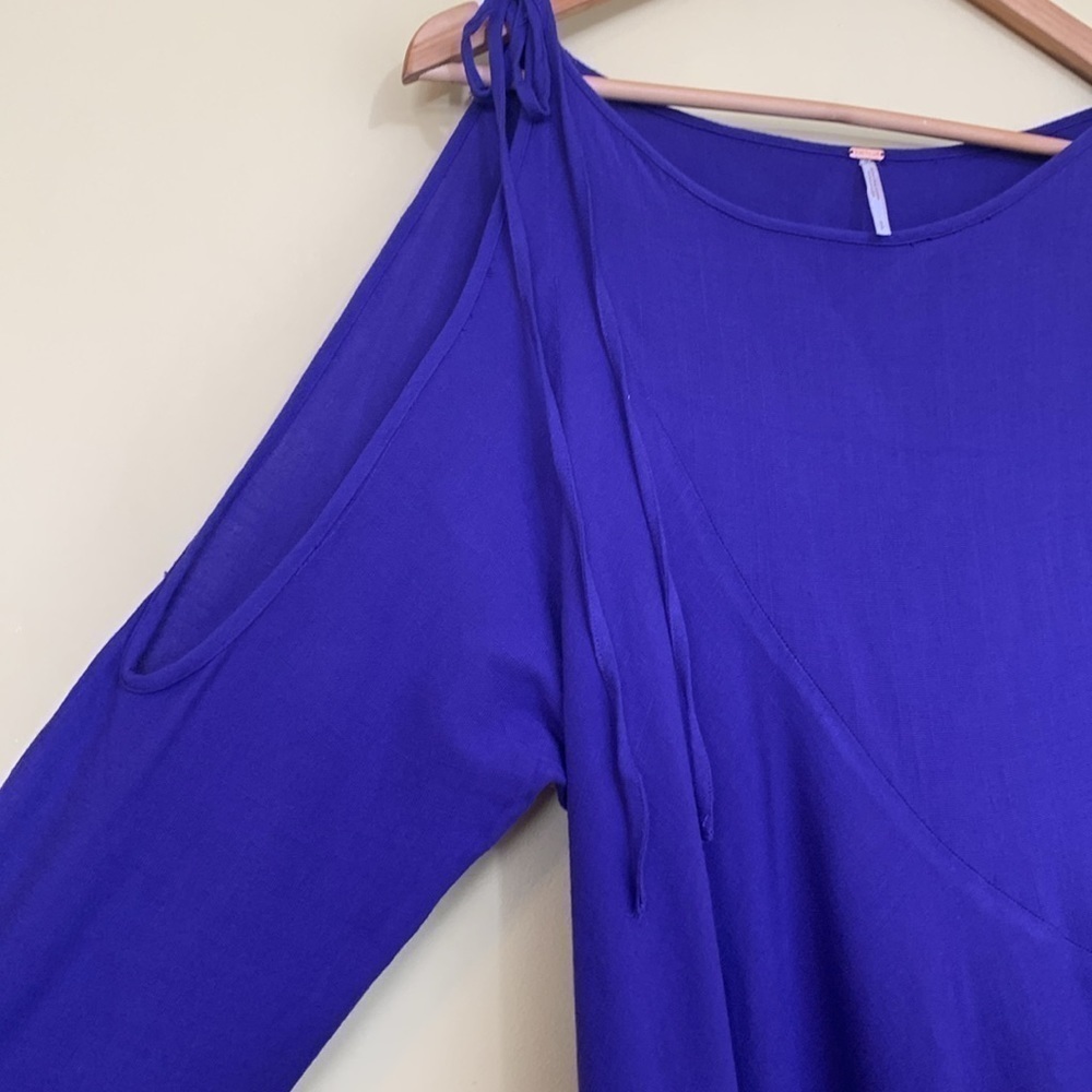 Free People | Clear Skies Purple Cold Shoulder Asymmetrical Tunic Dress S - Picture 9 of 17